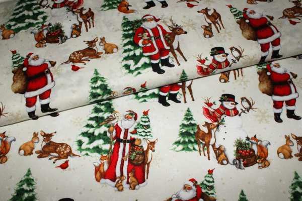 Designer-Baumwollstoff Winter Forest Scenic (10 cm)